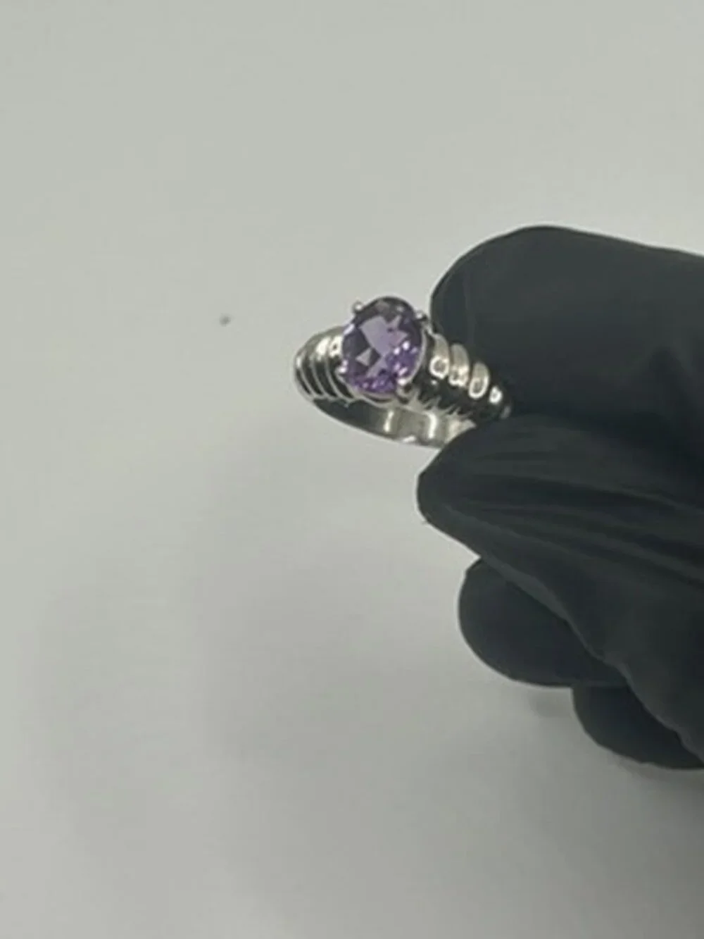 Vintage 925 Sterling Silver Amethyst Ring Womens Purple Stone Stamped Size 7